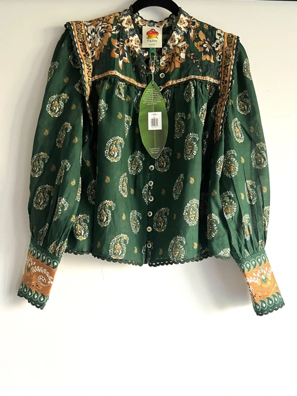 FARM Rio Tayla Green Blouse Size XXS NWT